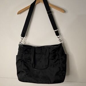 COACH Black Signature Nylon Getaway Packable Weekender Tote Bag #F77321